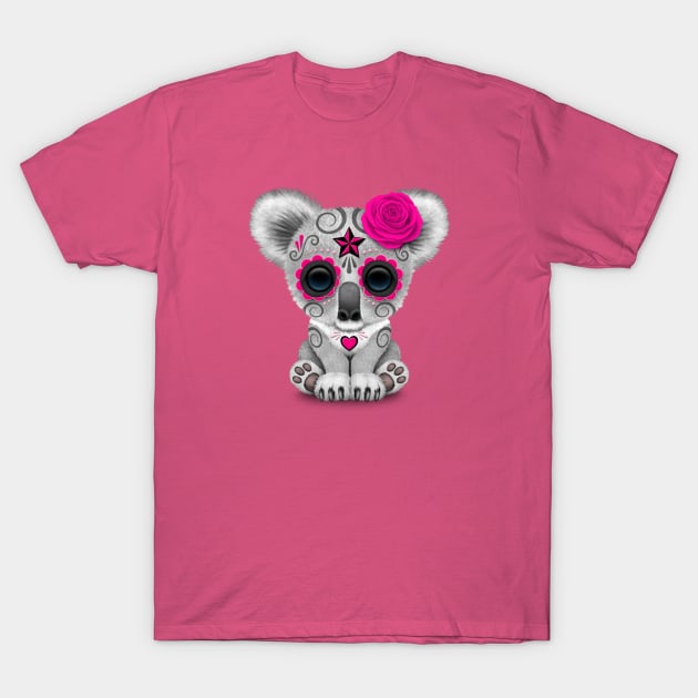 Pink Day of the Dead Sugar Skull Baby Koala T-Shirt by jeffbartels